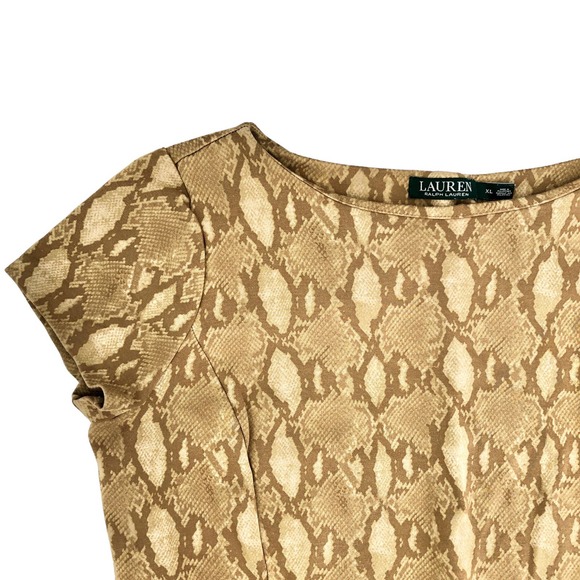 LAUREN Ralph Lauren Womens Size XL Ponte Knit Python Print Dress Short Sleeves - Picture 6 of 7